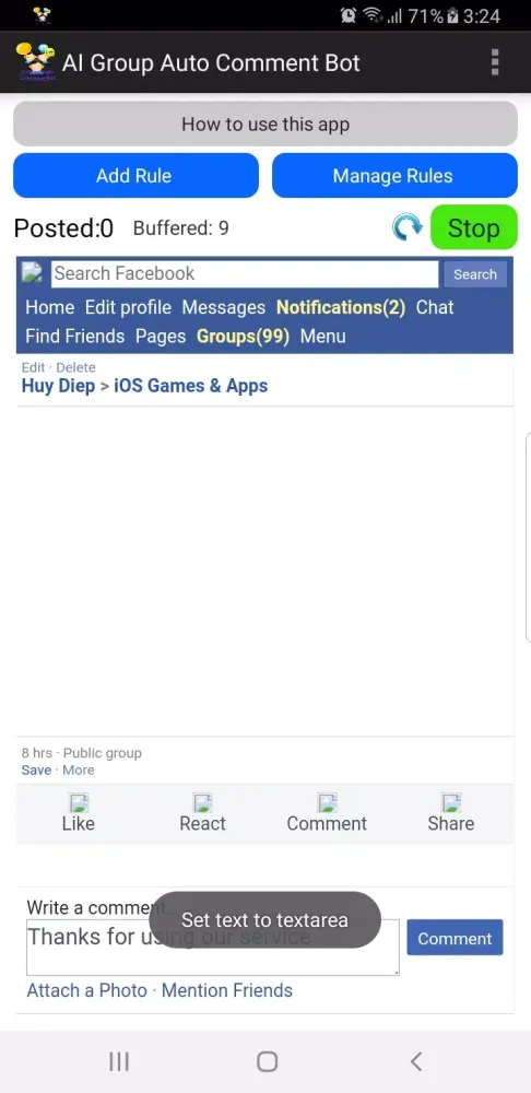 AI Group Auto Comment Bot Screenshots