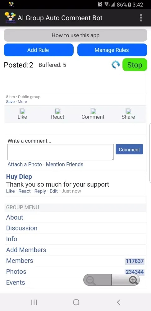 AI Group Auto Comment Bot Screenshots