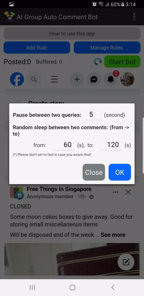 AI Group Auto Comment Bot Screenshots