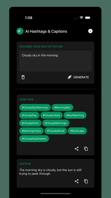 AI Hashtag & Caption Generator Ekran Görüntüleri