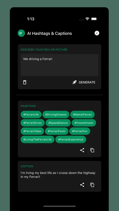 AI Hashtag & Caption Generator Ekran Görüntüleri