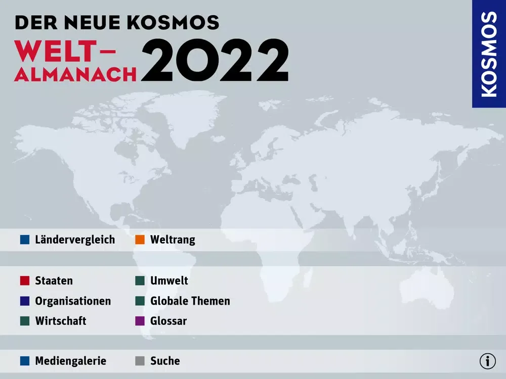 Tangkapan layar KOSMOS Welt-Almanach 2022 iPad 