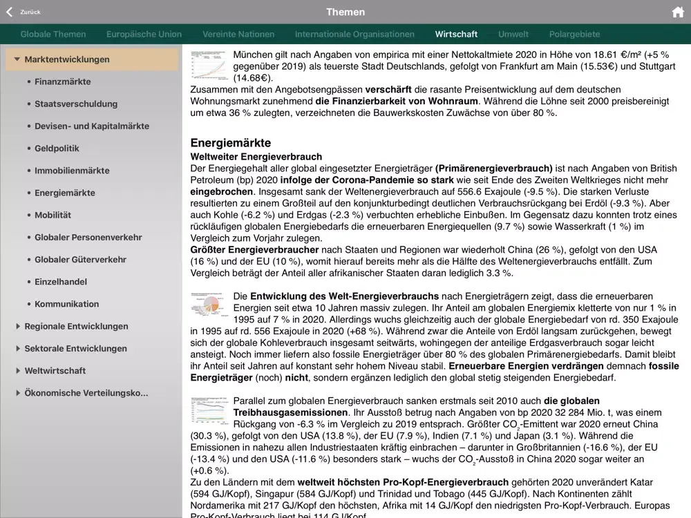 Tangkapan layar KOSMOS Welt-Almanach 2022 iPad 