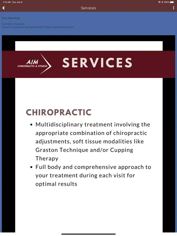 AIM Chiropractic & Fitness iPad  Ekran Görüntüleri