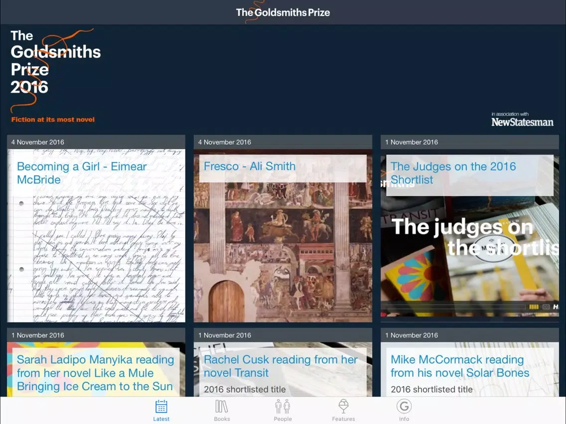 The Goldsmiths Prize iPad  Screenshots