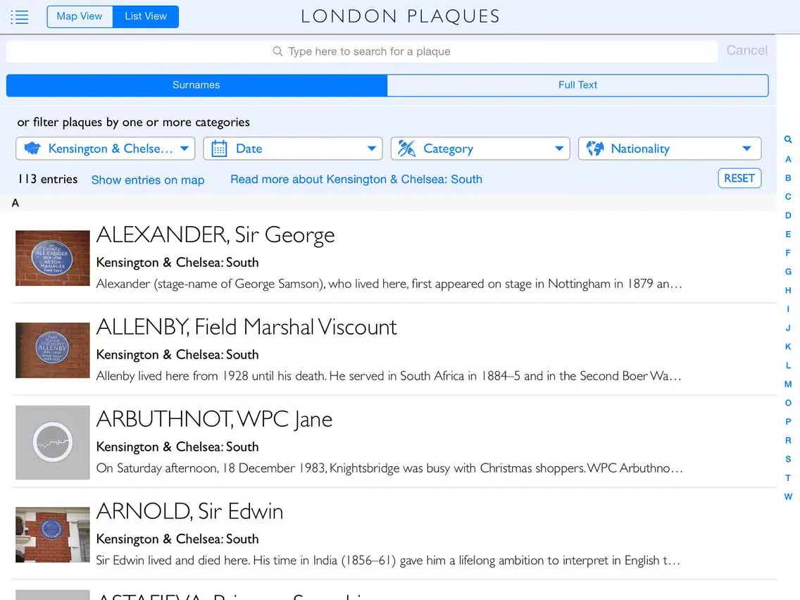 ภาพหน้าจอของ London Plaques iPad 