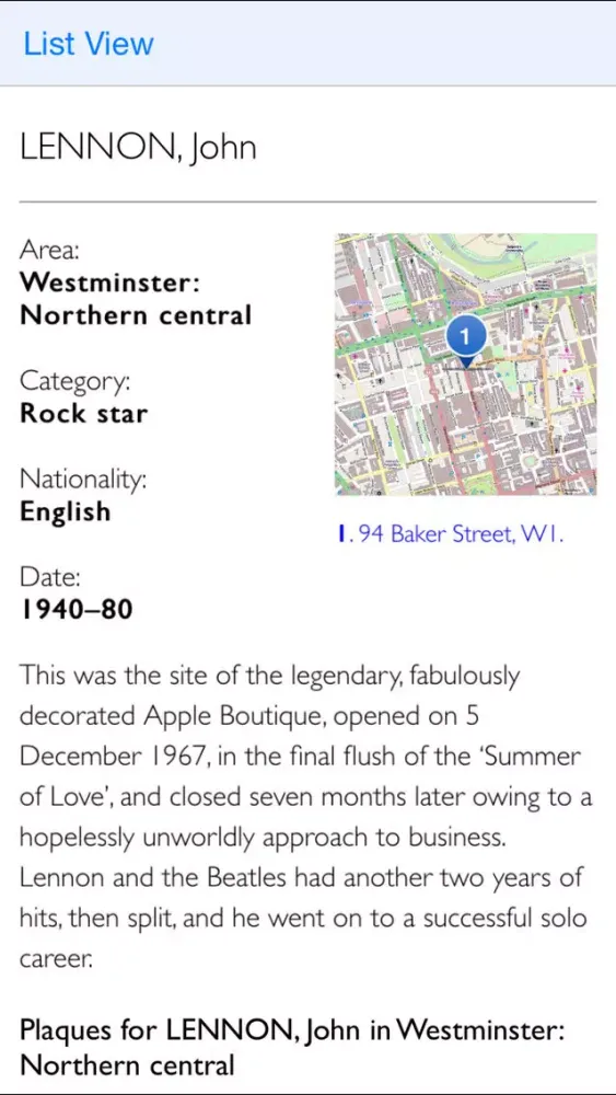 ภาพหน้าจอของ London Plaques