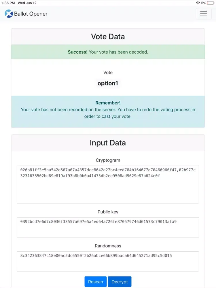 Tangkapan skrin Ballot Opener iPad 