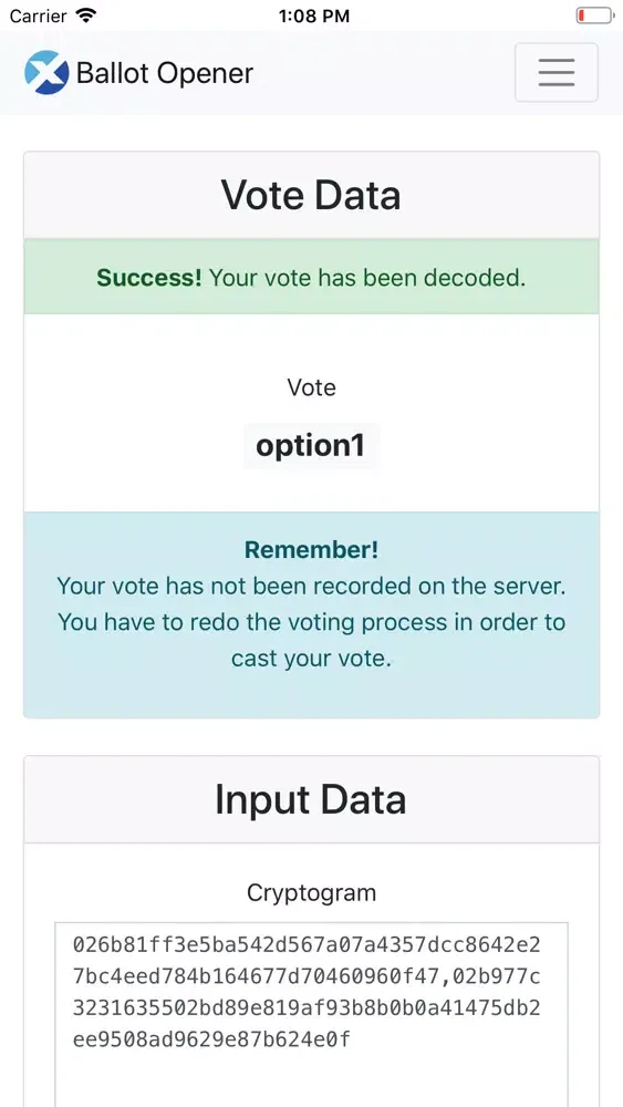 Tangkapan skrin Ballot Opener