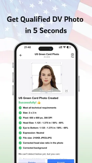 ภาพหน้าจอของ Green Card Photo US VISA