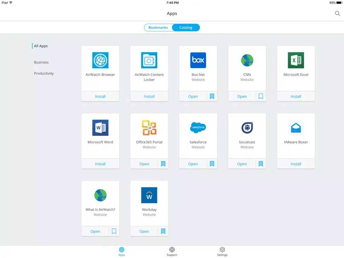 Screenshot di VMware Workspace ONE iPad 