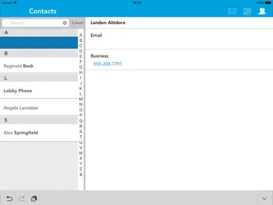Ảnh chụp màn hình của AirWatch Inbox iPad 