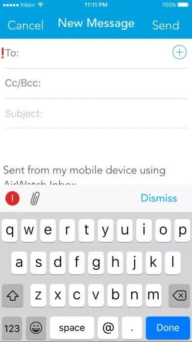 Ảnh chụp màn hình của AirWatch Inbox