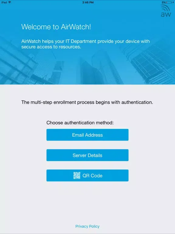 Tangkapan layar AirWatch Container iPad 