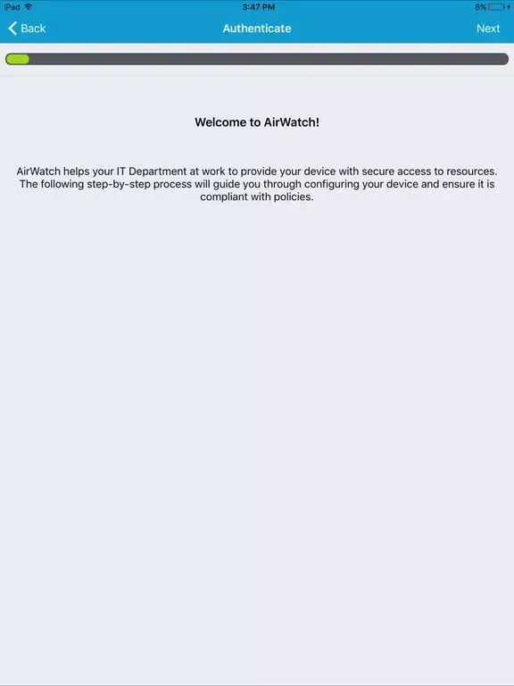 Tangkapan layar AirWatch Container iPad 