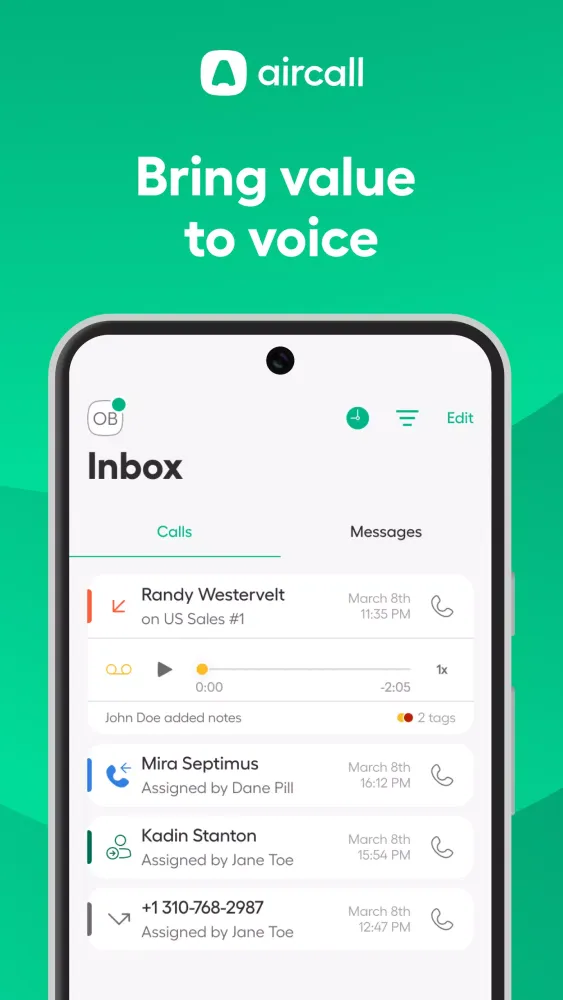 Скриншоты Aircall