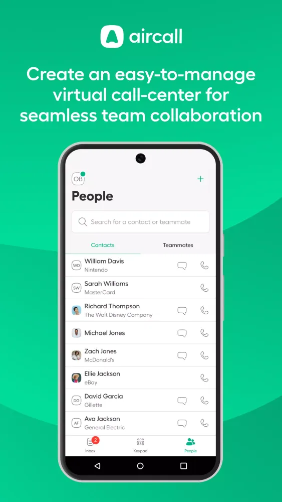 Скриншоты Aircall