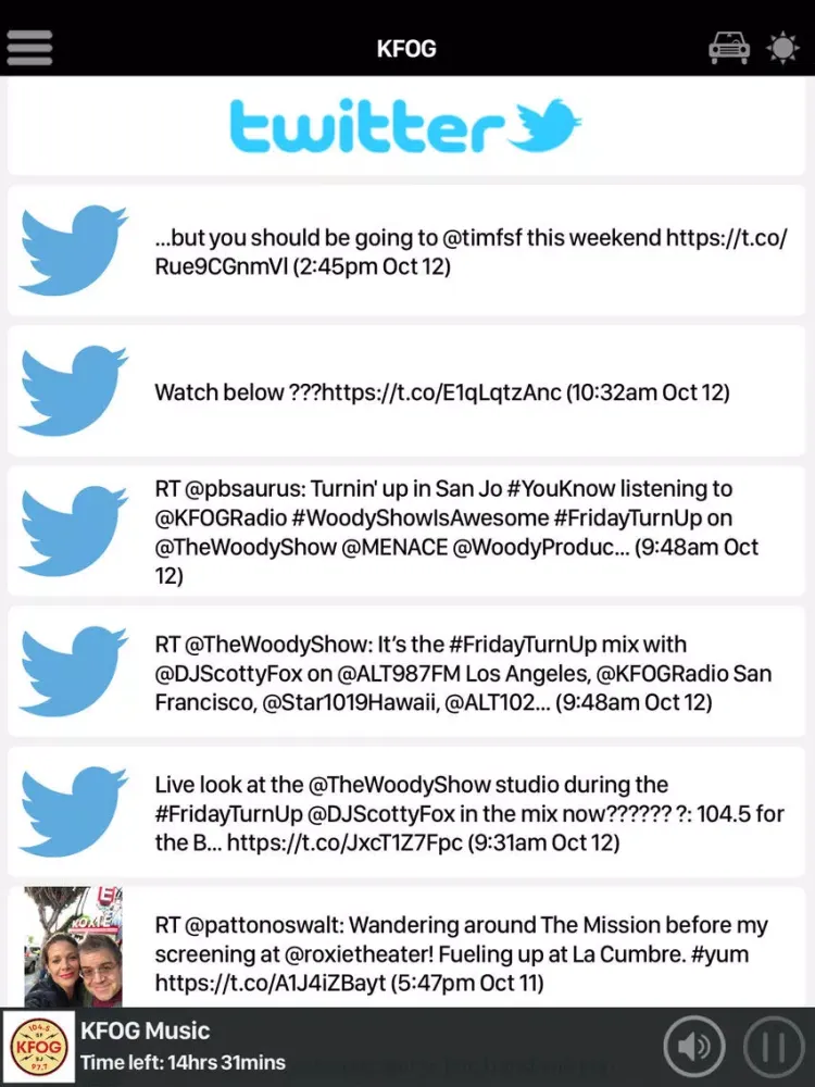 Capturas de tela do KFOG FM iPad 
