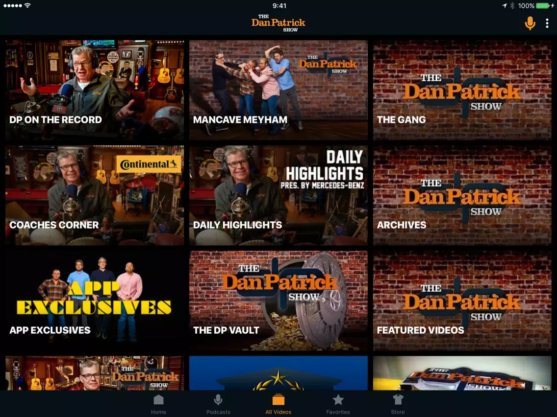 Tangkapan skrin The Dan Patrick Show iPad 