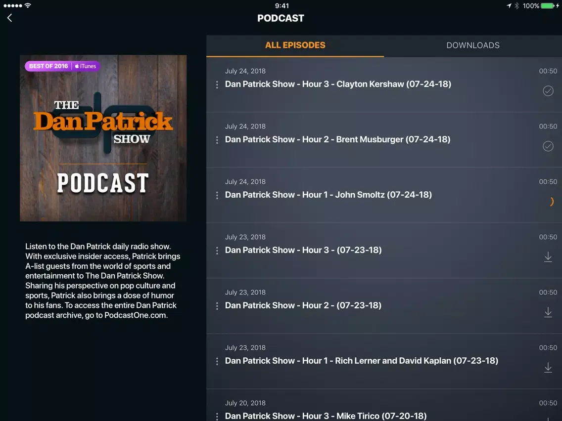 Tangkapan skrin The Dan Patrick Show iPad 