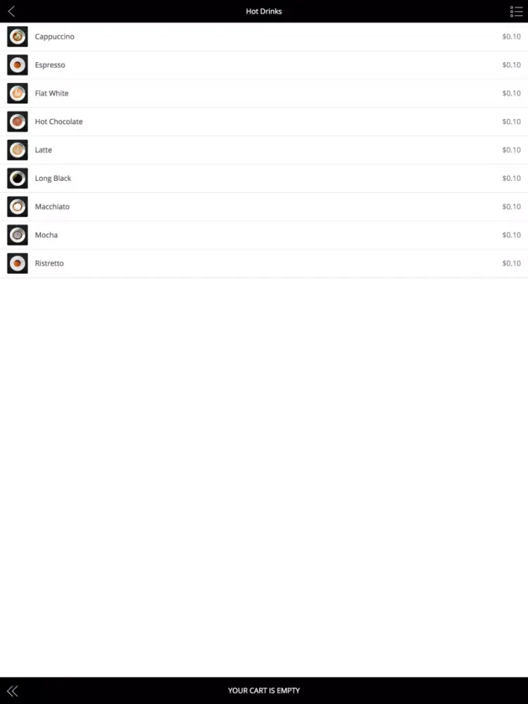 Capturas de tela do Coffee Order iPad 