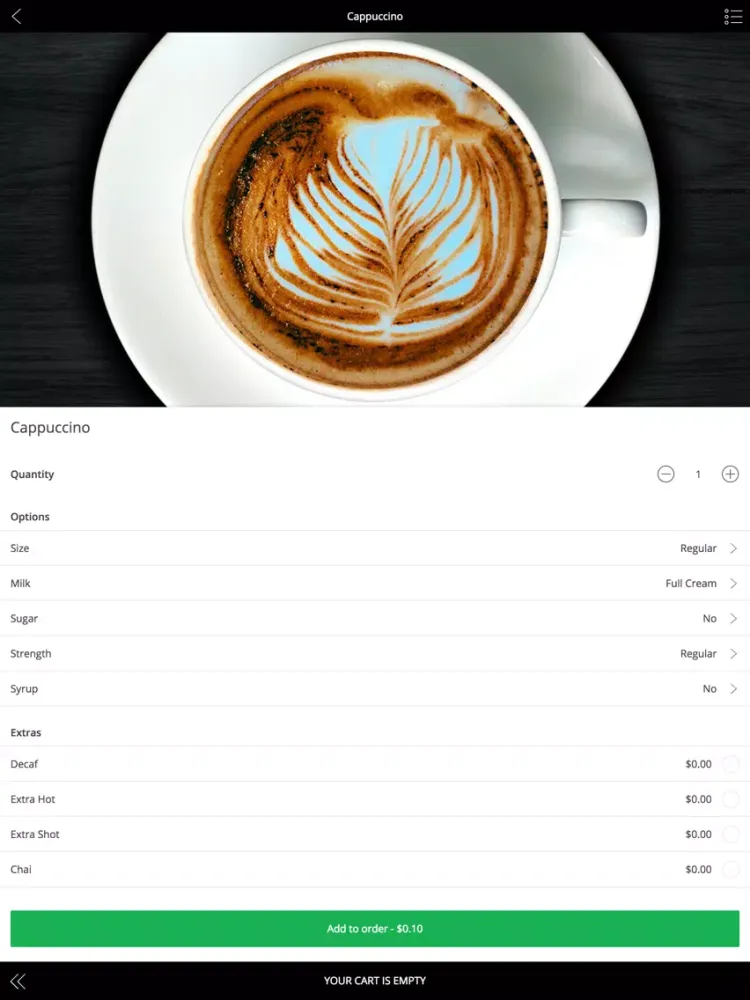 Capturas de tela do Coffee Order iPad 