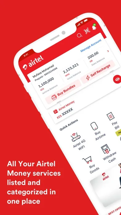 Captures d'écran de My Airtel Africa