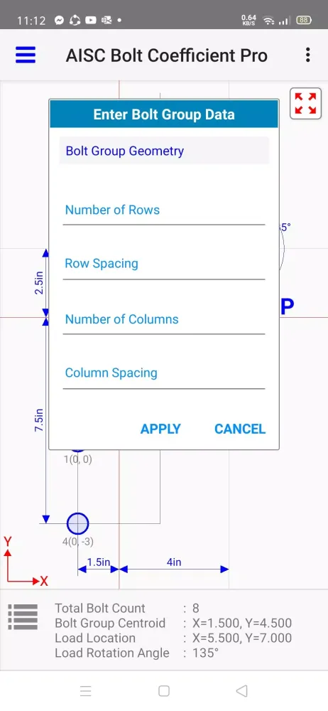 AISC Bolt Coefficient Screenshots