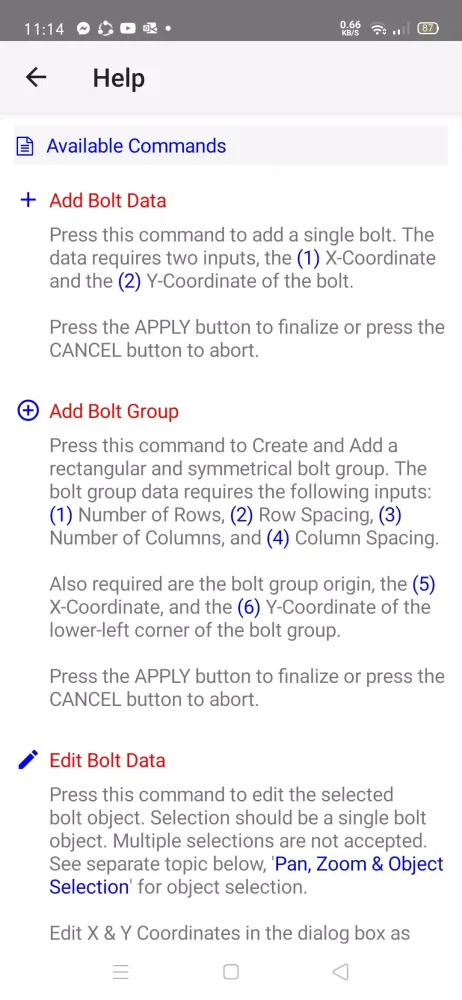 AISC Bolt Coefficient Screenshots