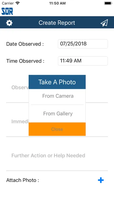 Safety Observation Report Screenshots