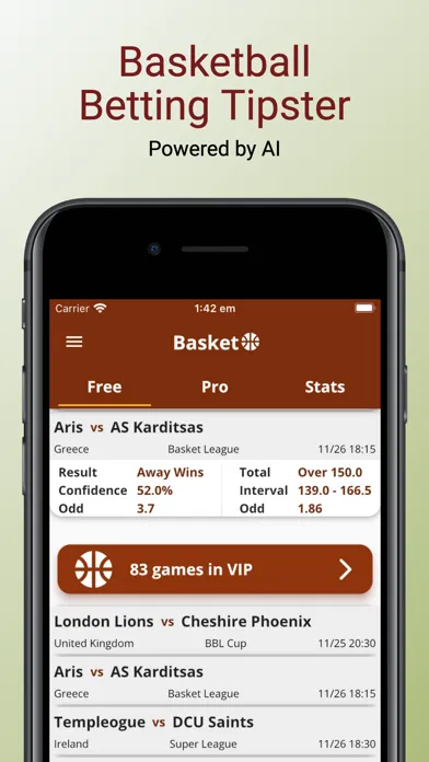AI Basketball Betting Tipster 스크린샷