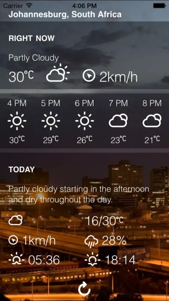 JHB Weather Screenshots