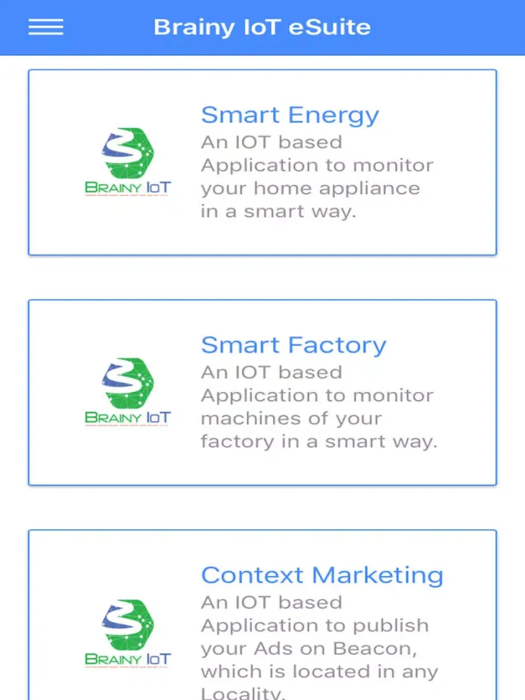 ภาพหน้าจอของ Brainy IoT eSuite iPad 