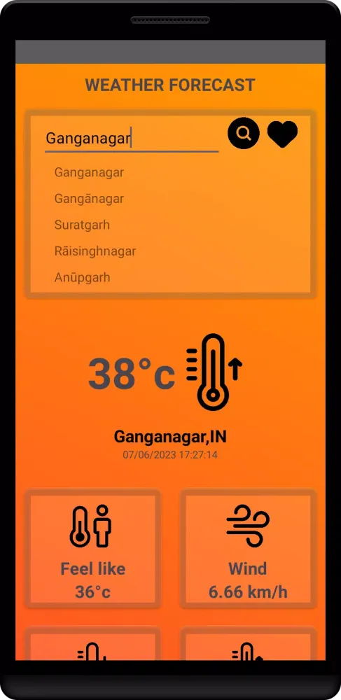 Ảnh chụp màn hình của The Weather App