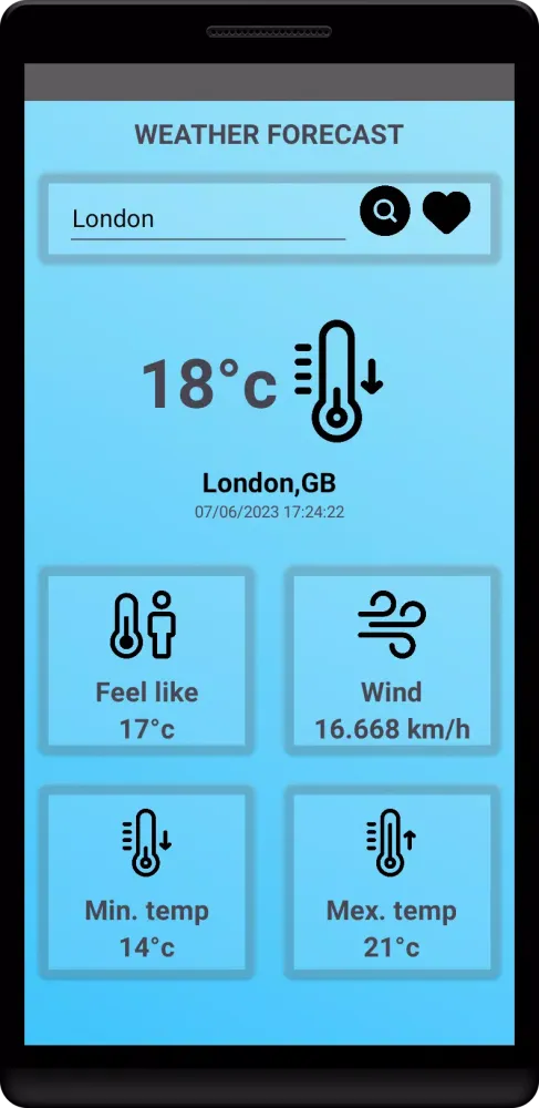 Ảnh chụp màn hình của The Weather App