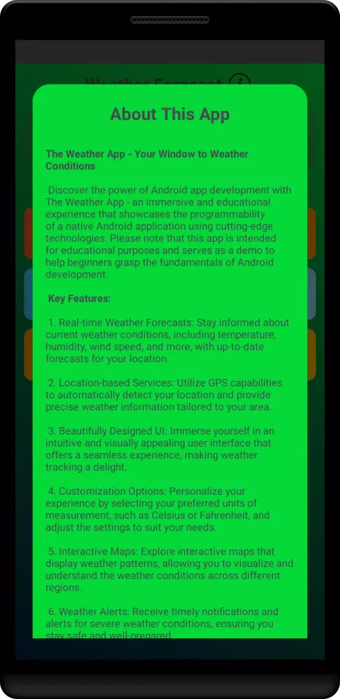 Ảnh chụp màn hình của The Weather App