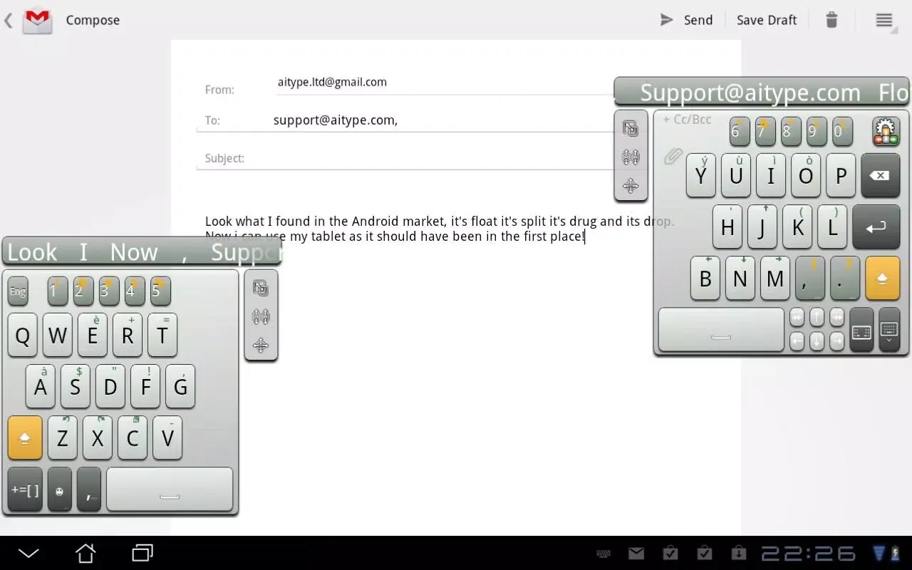 FloatNSplit Tablet Keyboard Plus應用截圖