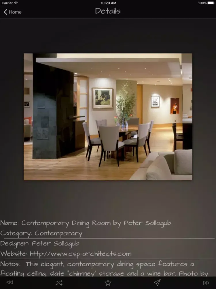 Capturas de tela do Dining Rooms Database iPad 