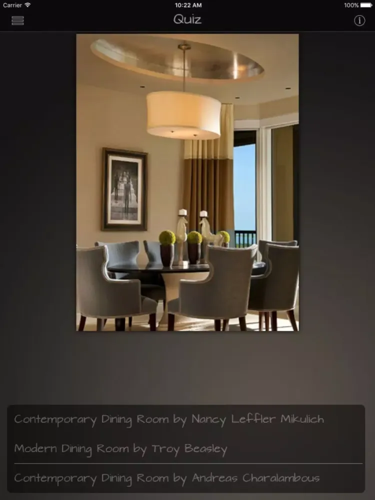 Capturas de tela do Dining Rooms Database iPad 