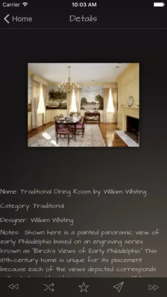 Capturas de tela do Dining Rooms Database