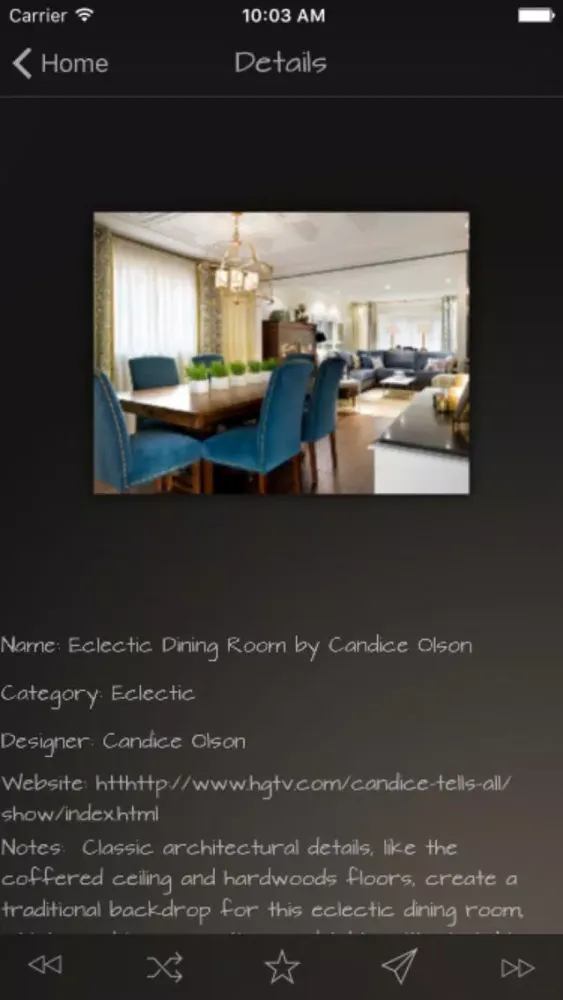 Capturas de tela do Dining Rooms Database