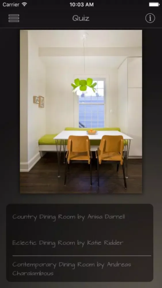Capturas de tela do Dining Rooms Database