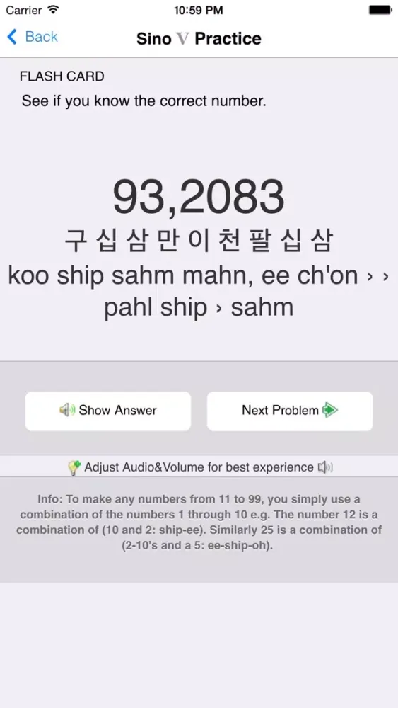 Capturas de tela do Learn Korean Numbers, Fast! (for trips to Korea)