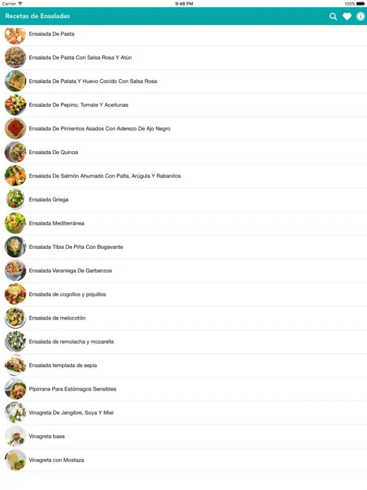 Tangkapan skrin Recetas de Ensaladas iPad 