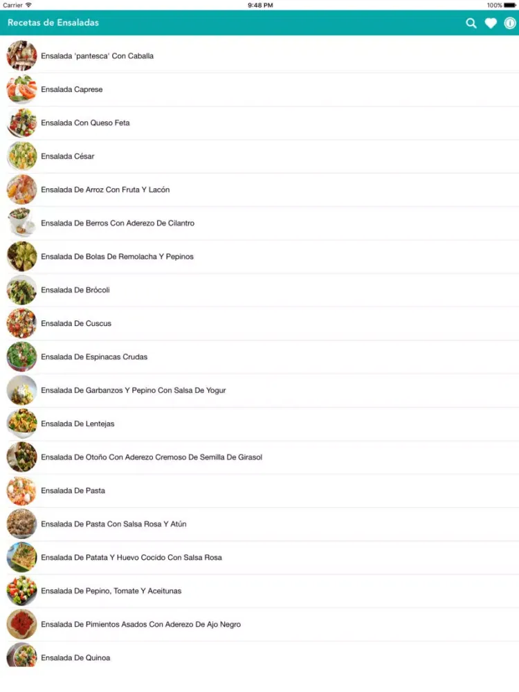 Tangkapan skrin Recetas de Ensaladas iPad 