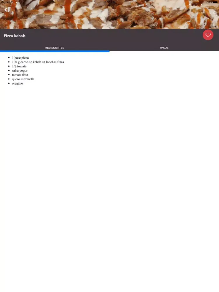 Recetas de Pizzas Caseras iPad 應用截圖