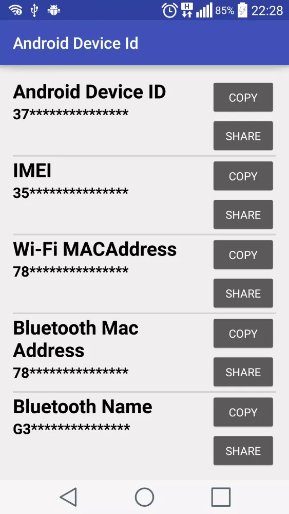 Capturas de pantalla de Device Id for Android