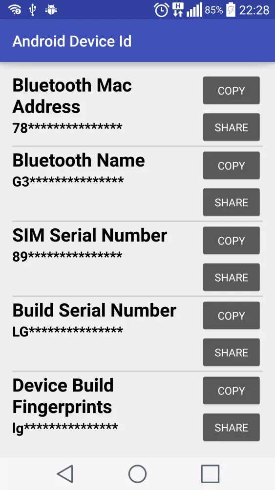 Capturas de pantalla de Device Id for Android