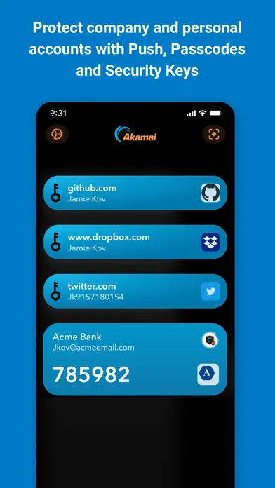Capturas de pantalla de Akamai MFA