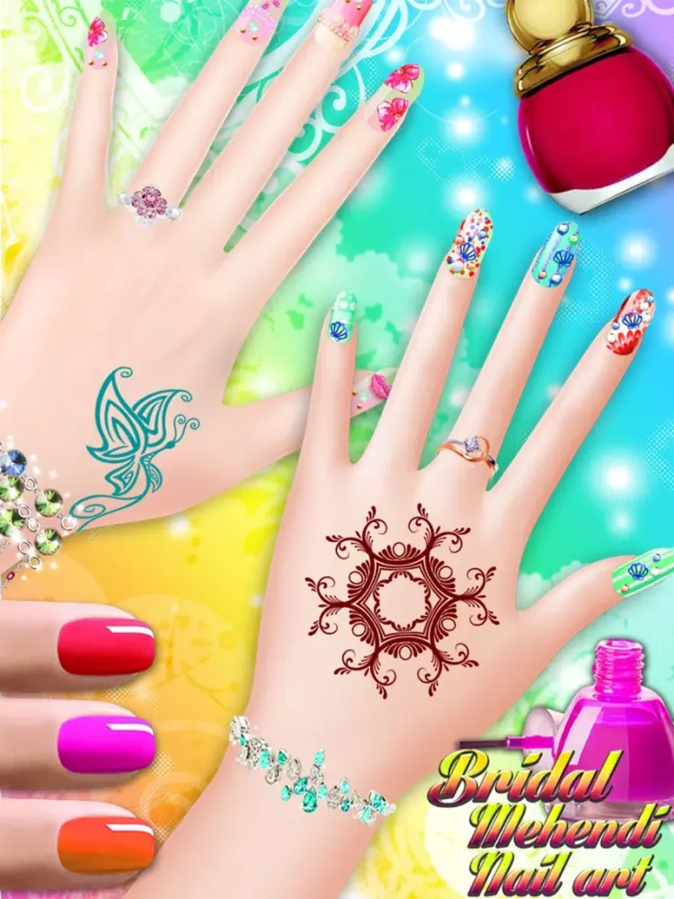 Bridal Mehndi and Nail Art - Manicure mehndi designer games for girls iPad  Screenshots